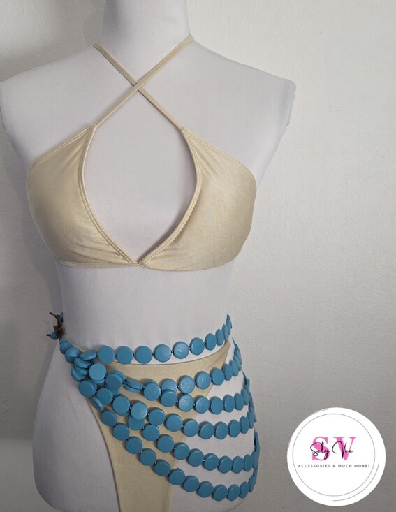 Accessories - Turquoise Layered Cover Up Belt Ties on the side